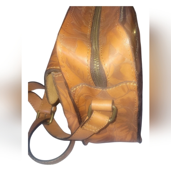 Patricia Nash Vintage Maxela Twist Lock Laser Floral Tan Leather Crossbody Bag - Picture 3 of 10
